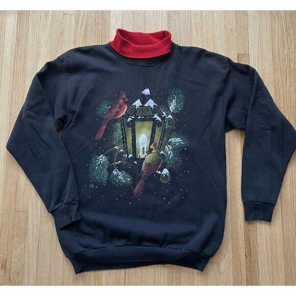 Vintage Cotton Grove Cardinal Bird Winter Snow Grandma Sweatshirt Women’s Large - Picture 1 of 6
